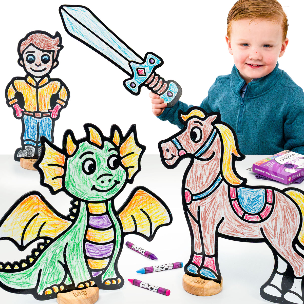 Fairytale Companion Color & Play Set | Dragon, Prince, Regal Horse, and Sword