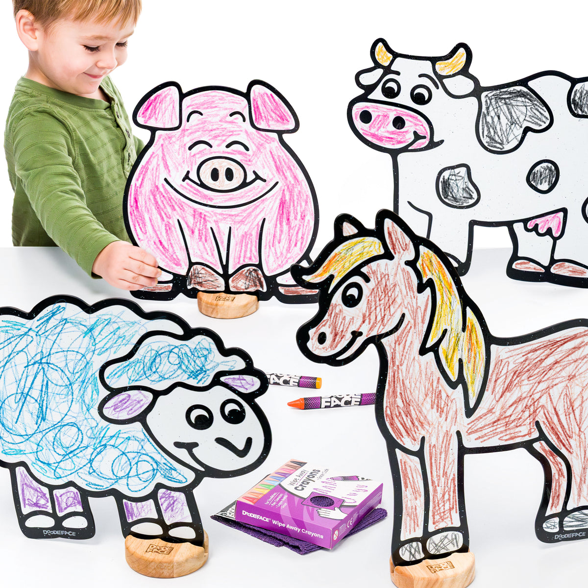 Farm Color & Play Set | Cow, Horse, Pig, and Sheep
