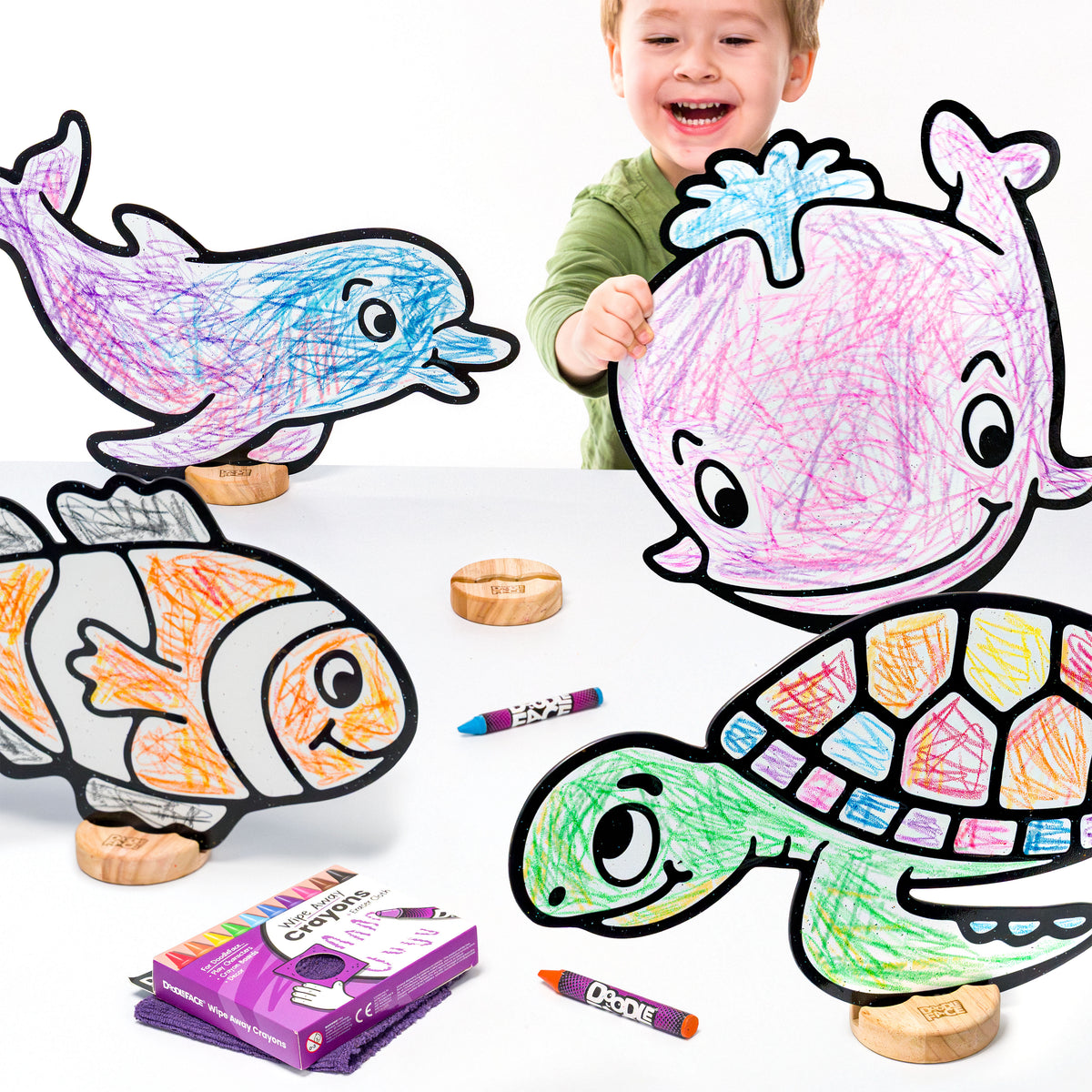 Under the Sea Color & Play Set | Clownfish, Dolphin, Sea Turtle, and Whale