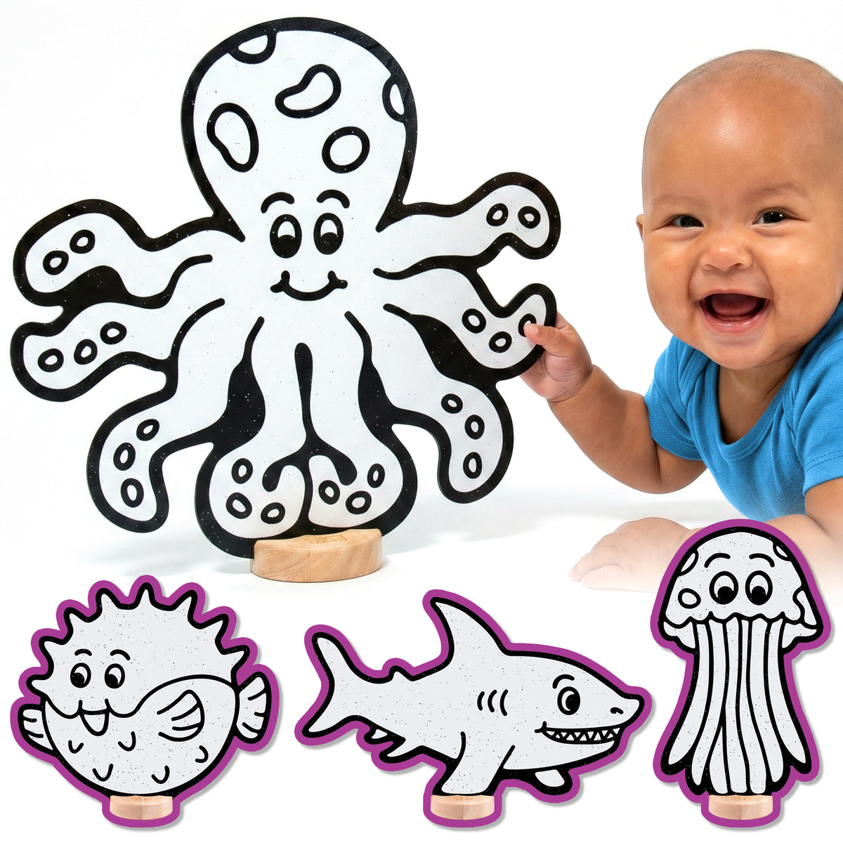 Under the Sea Companion Color & Play Set | Jellyfish, Octopus, Pufferfish, and Shark