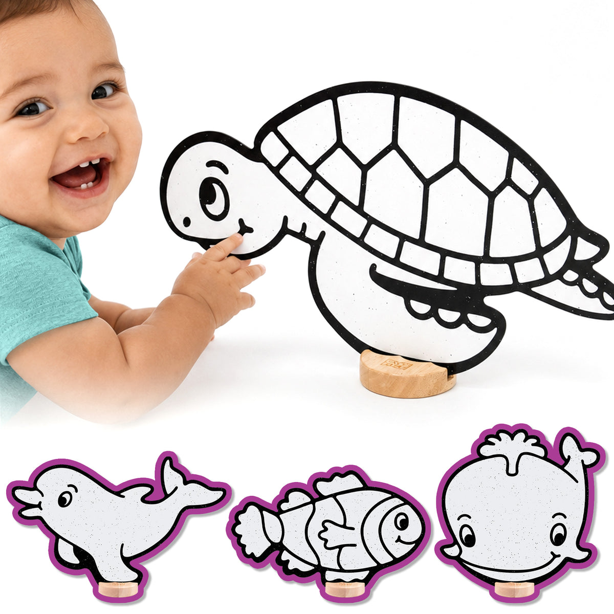 Under the Sea Color & Play Set | Clownfish, Dolphin, Sea Turtle, and Whale