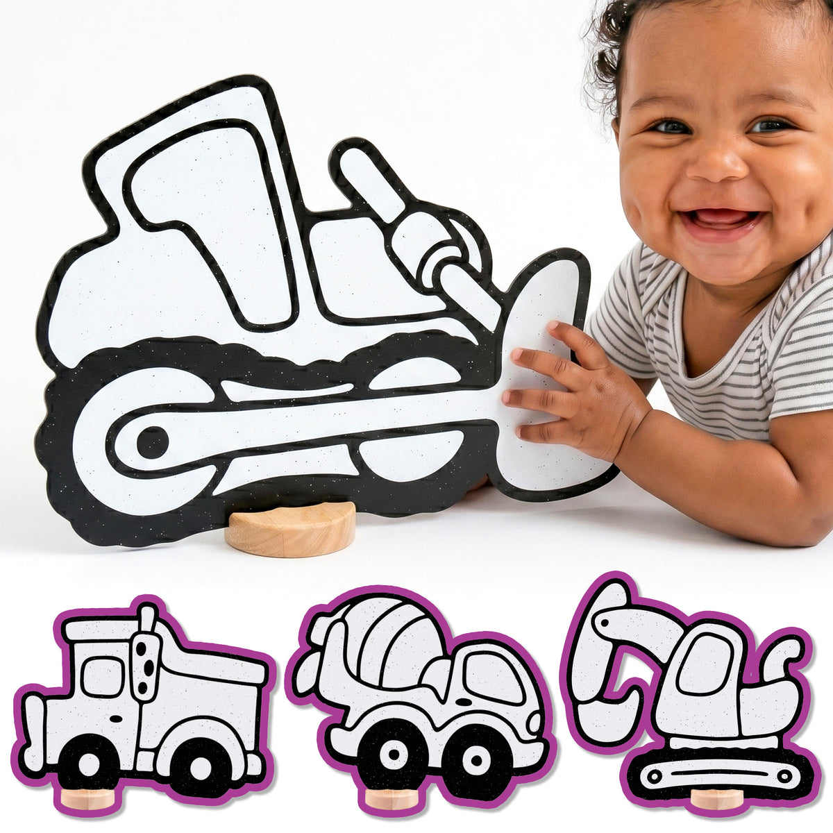 Construction Equipment Color & Play Set | Excavator, Bulldozer, Dump truck, and Cement Mixer