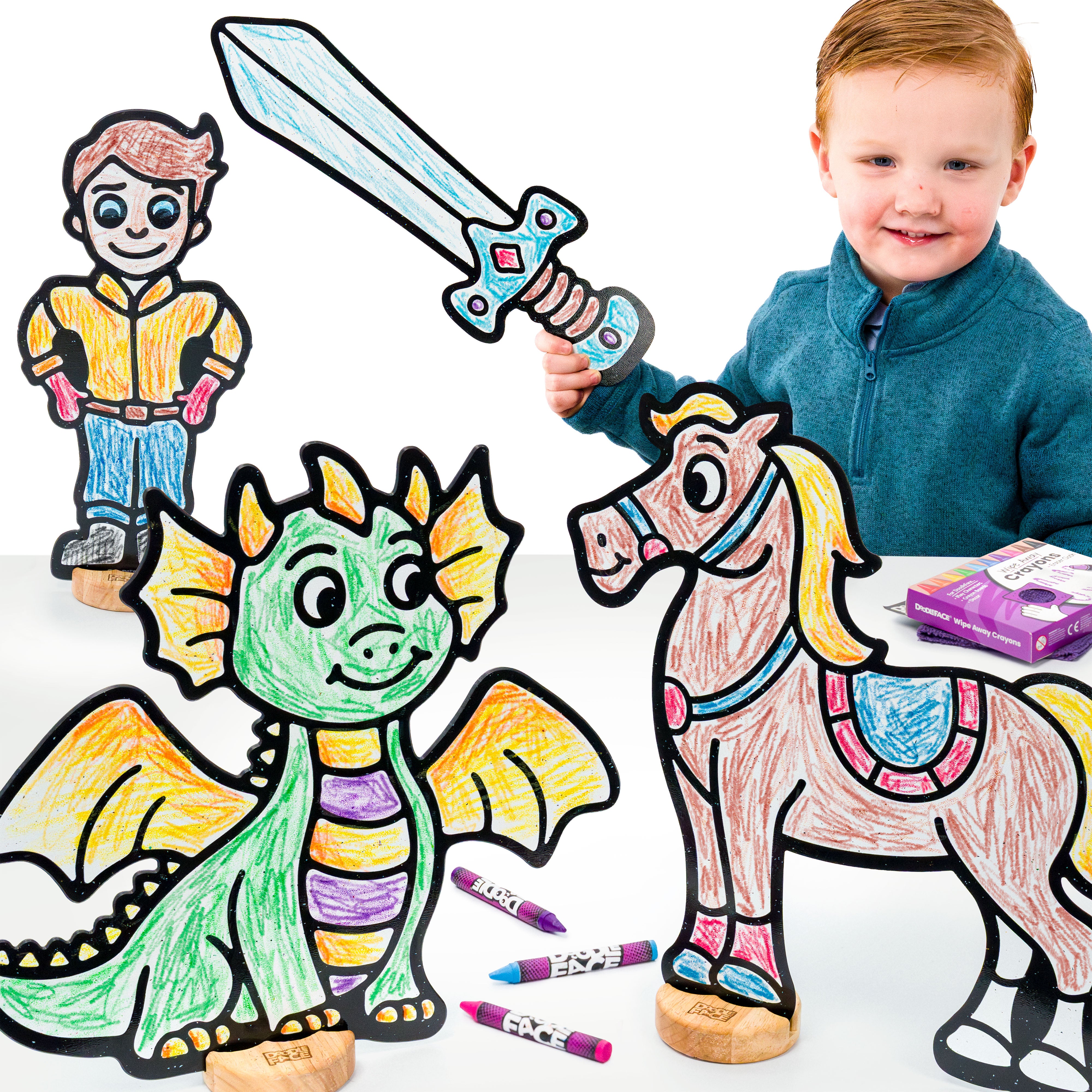 Fairytale Companion Color & Play Set | Dragon, Prince, Regal Horse, and Sword