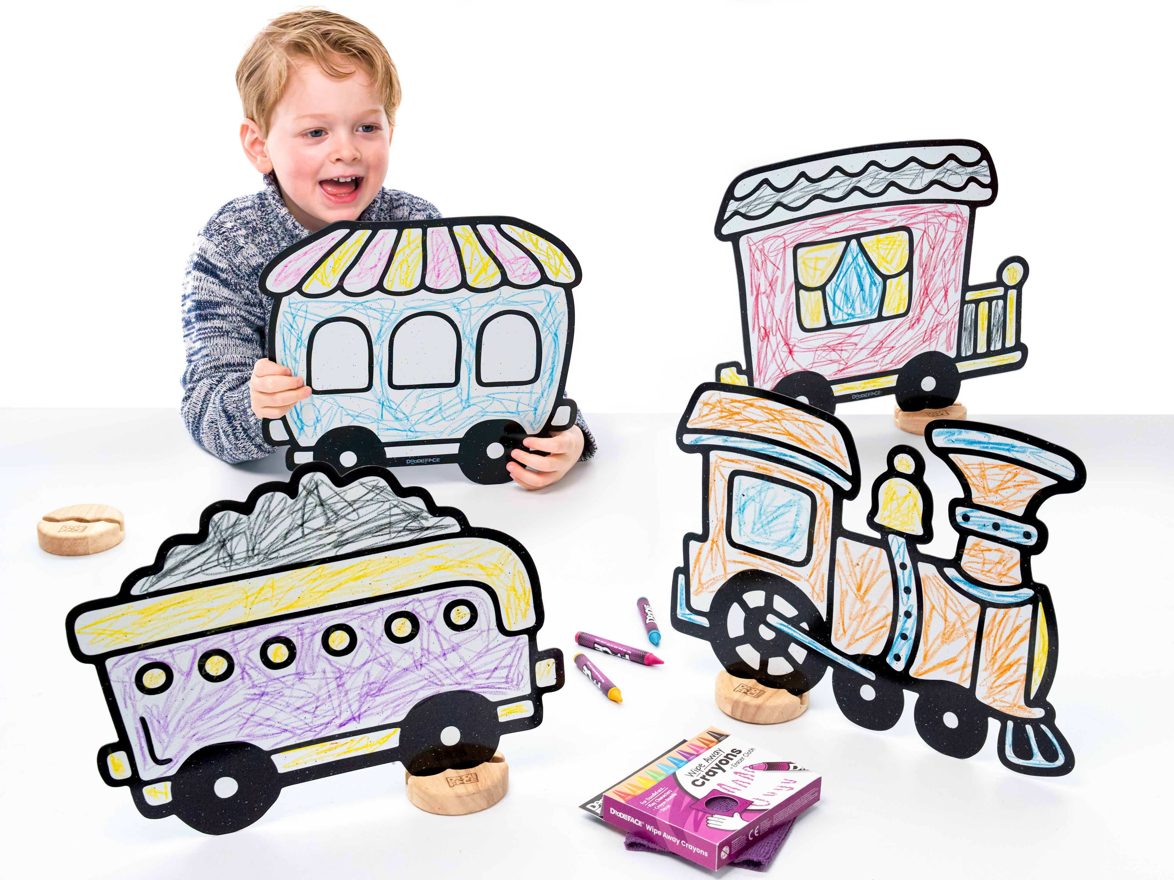 Train Color & Play Set | Train Engine, Freight Car, Passenger Car, and Caboose