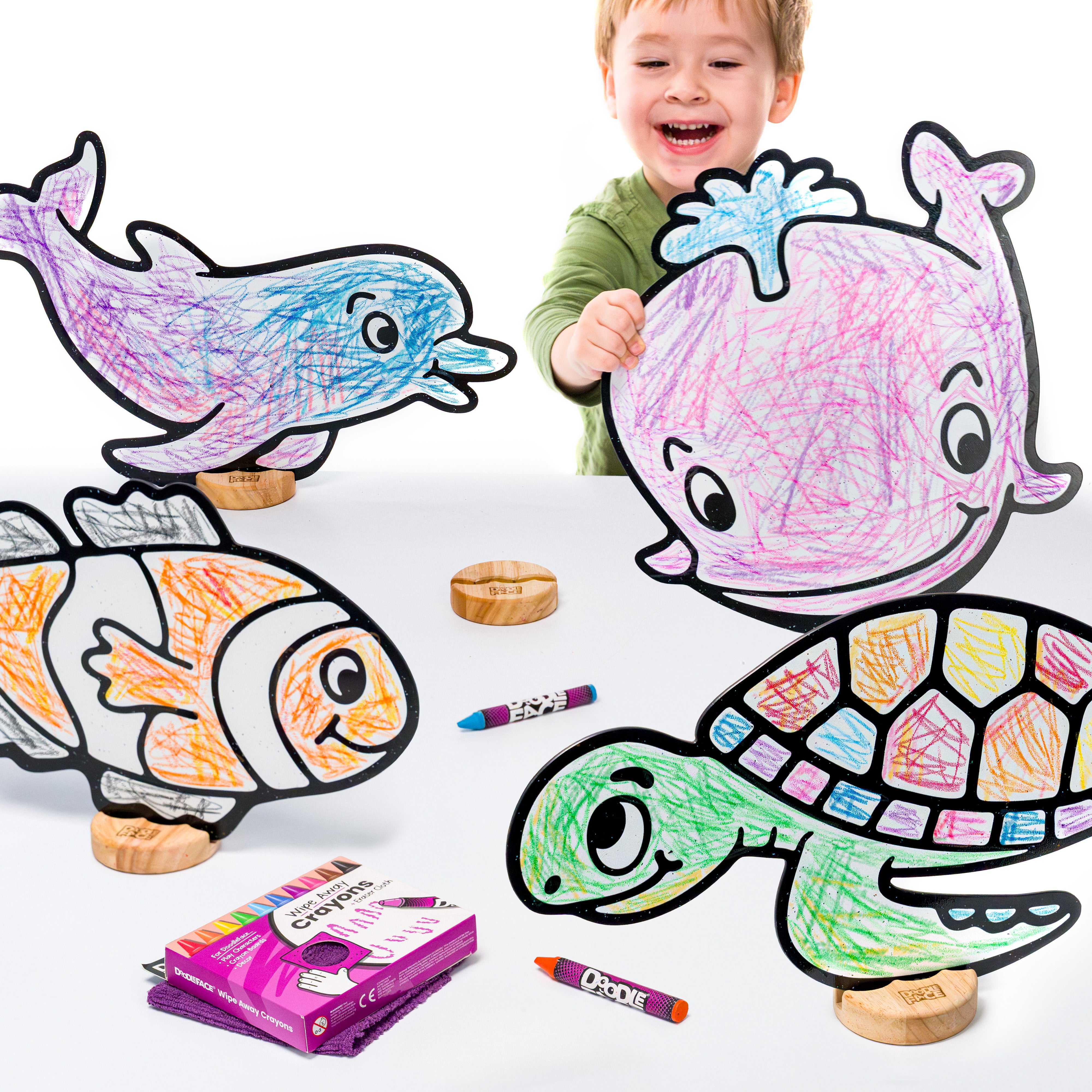 Under the Sea Color & Play Set | Clownfish, Dolphin, Sea Turtle, and Whale