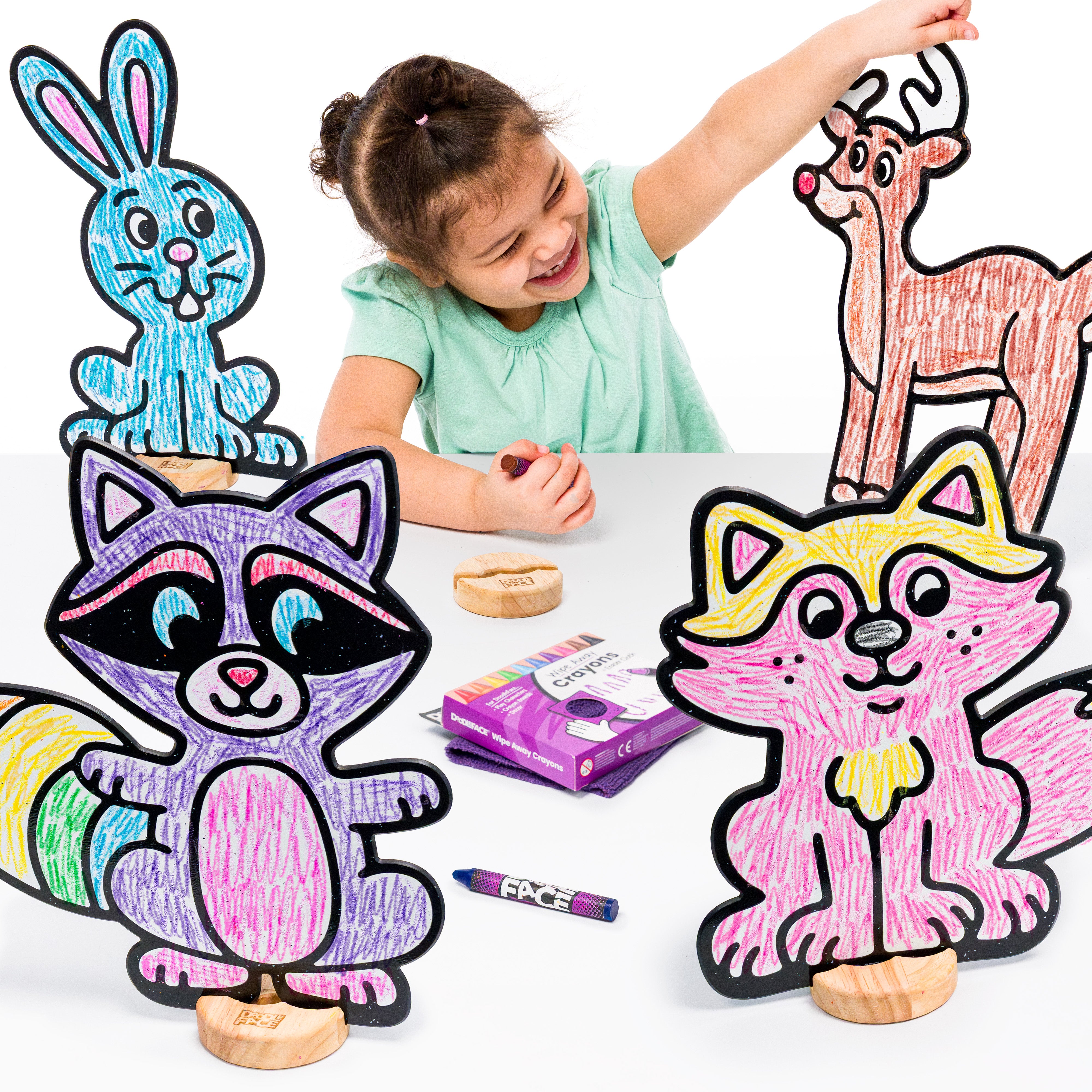 Woodland Animal Color & Play Set | Deer, Fox, Rabbit, and Raccoon