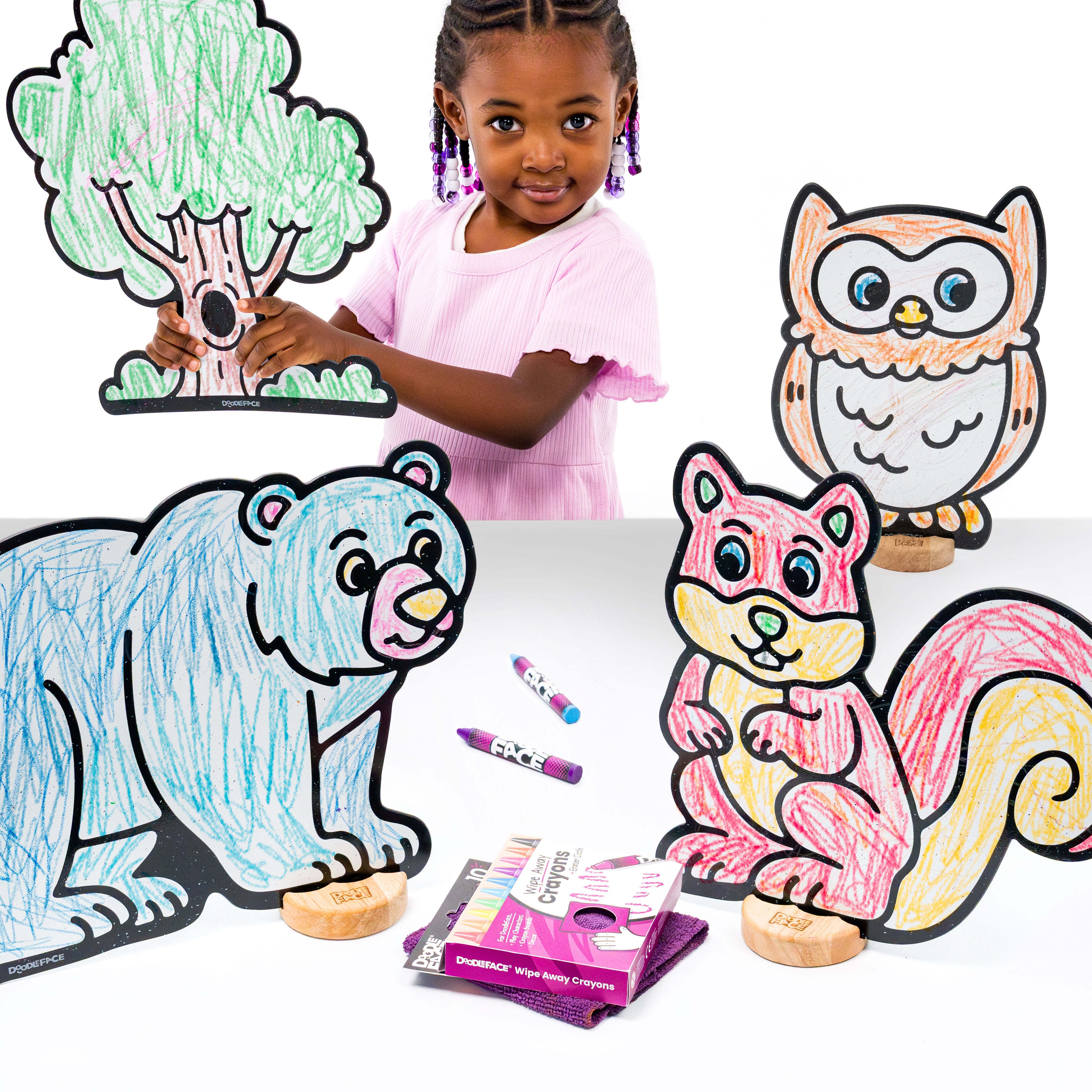 Woodland Animal Companion Color & Play Set | Bear, Owl, Squirrel, and Tree