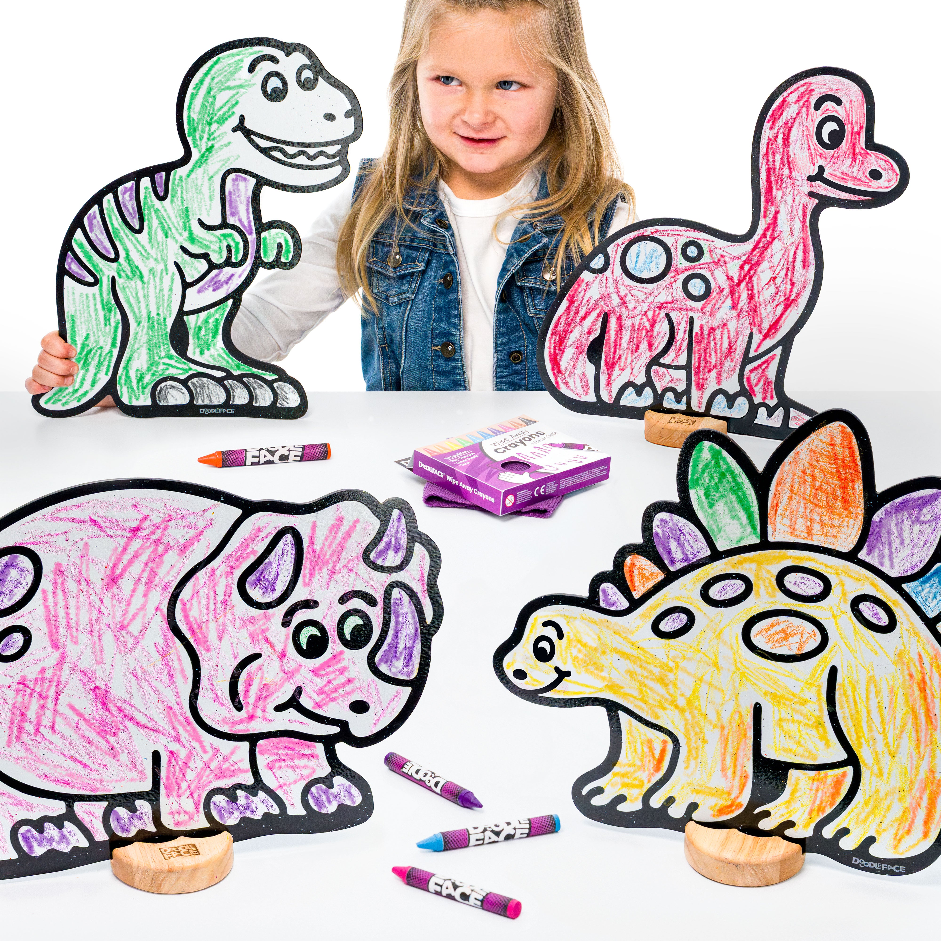 Dinosaur Color & Play Set | Brachiosaurus, Stegosaurus, T-Rex, and Triceratops