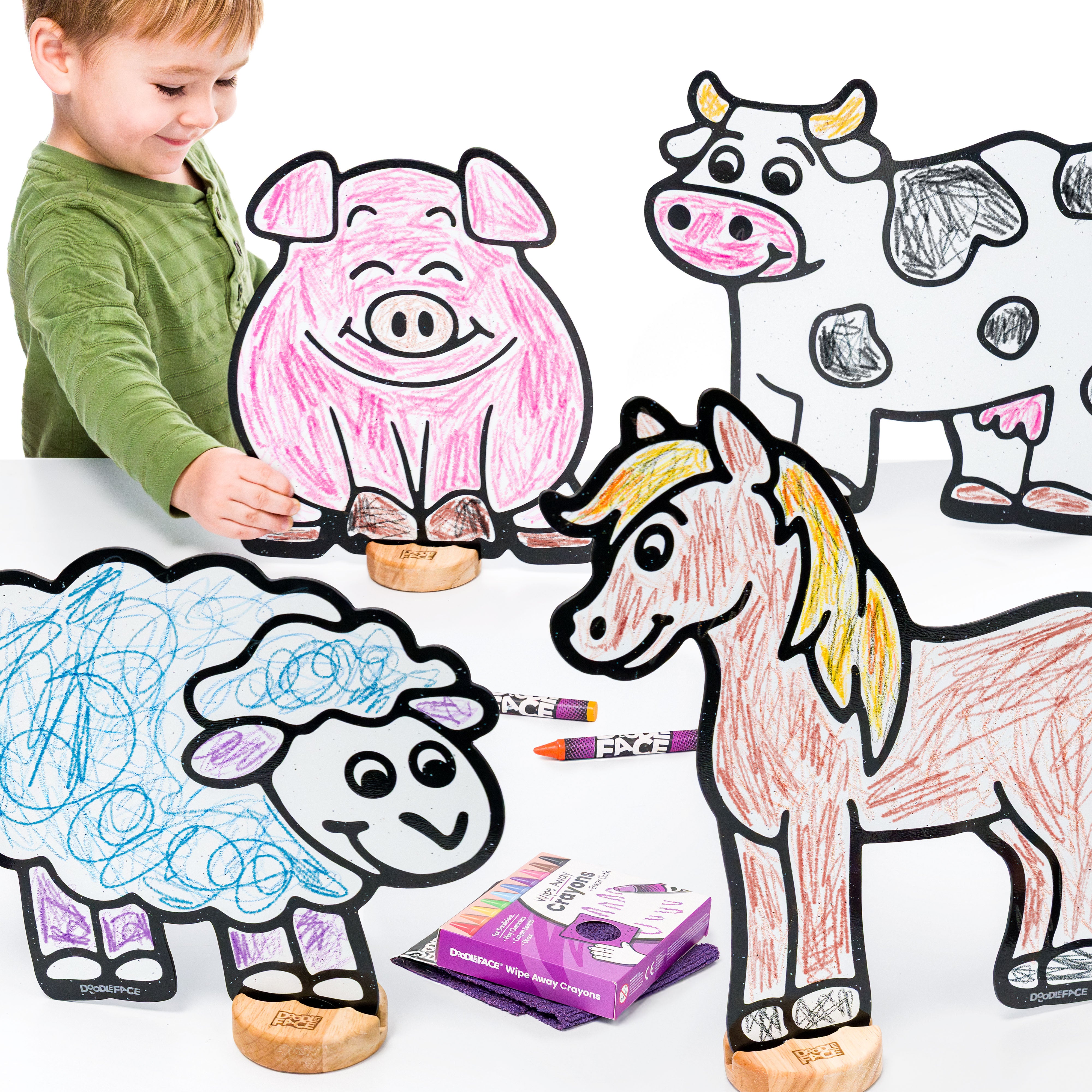 Farm Color & Play Set | Cow, Horse, Pig, and Sheep
