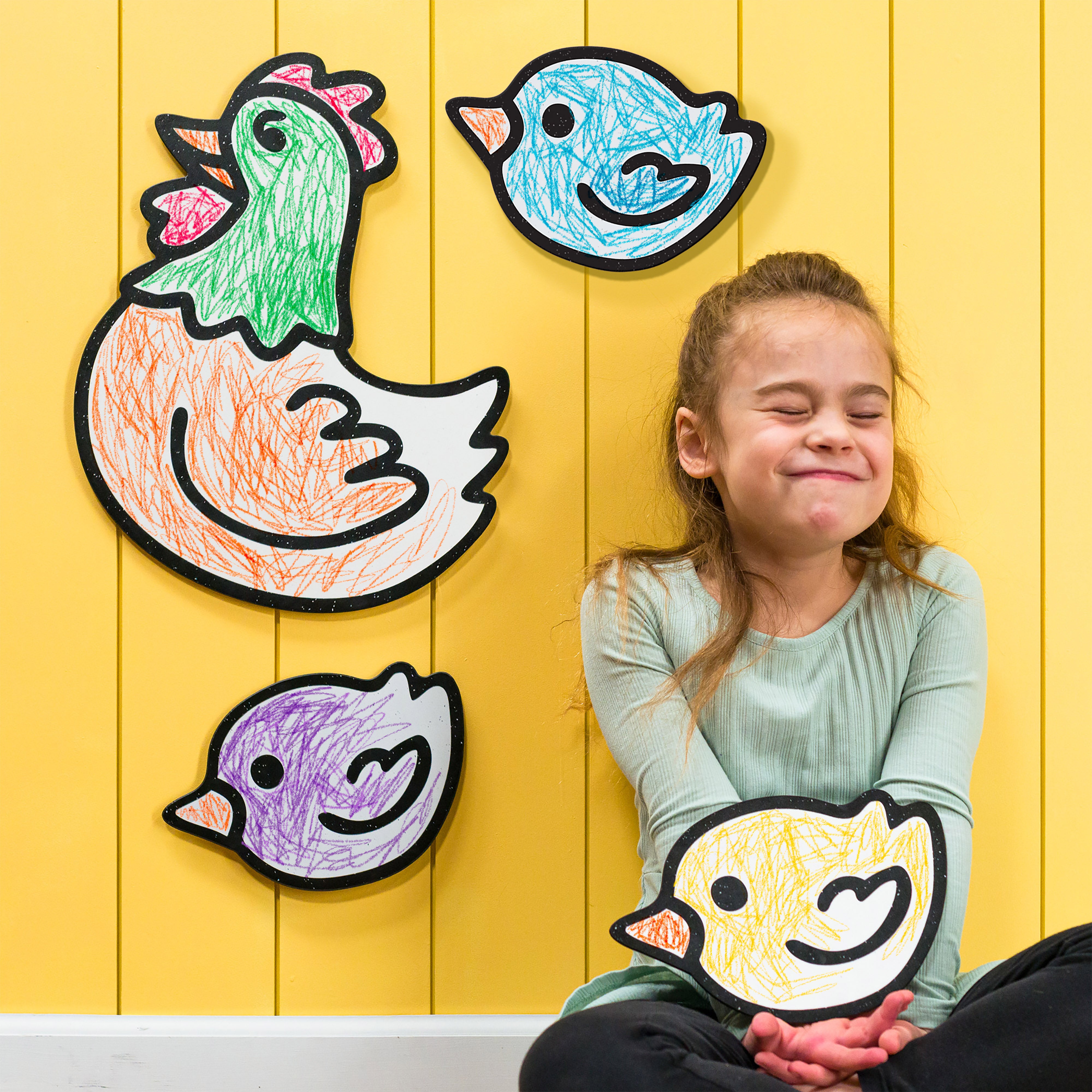 Laying Hen & Chicks Set | Wall Art for Creative Kids