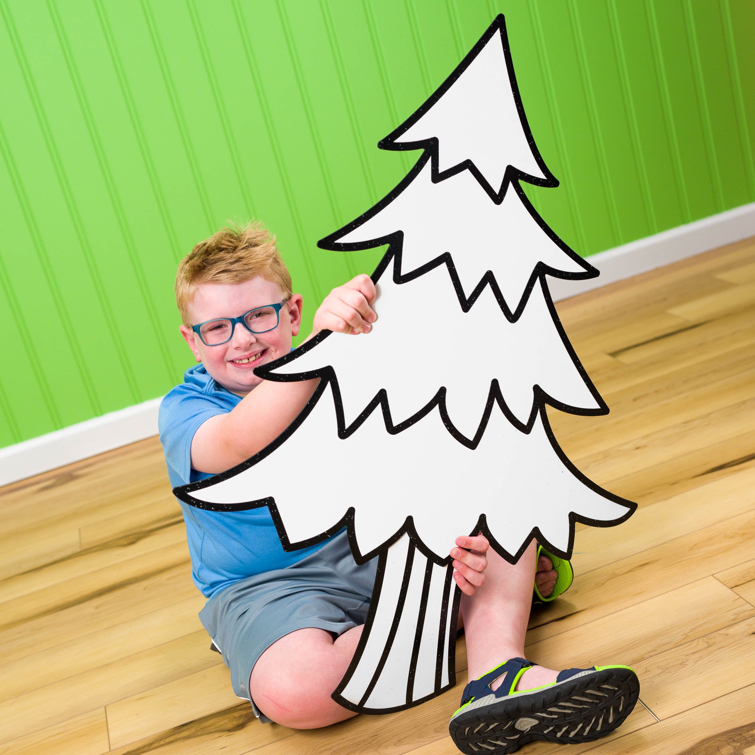 Tall Evergreen Tree | Huge Dry-Erase Decor| Sturdy (Not a Decal) Snaps On/Off Wall | Color n’ Erase | Play & Décor