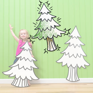 Tall Evergreen Tree | Huge Dry-Erase Decor| Sturdy (Not a Decal) Snaps On/Off Wall | Wall Art for Creative Kids