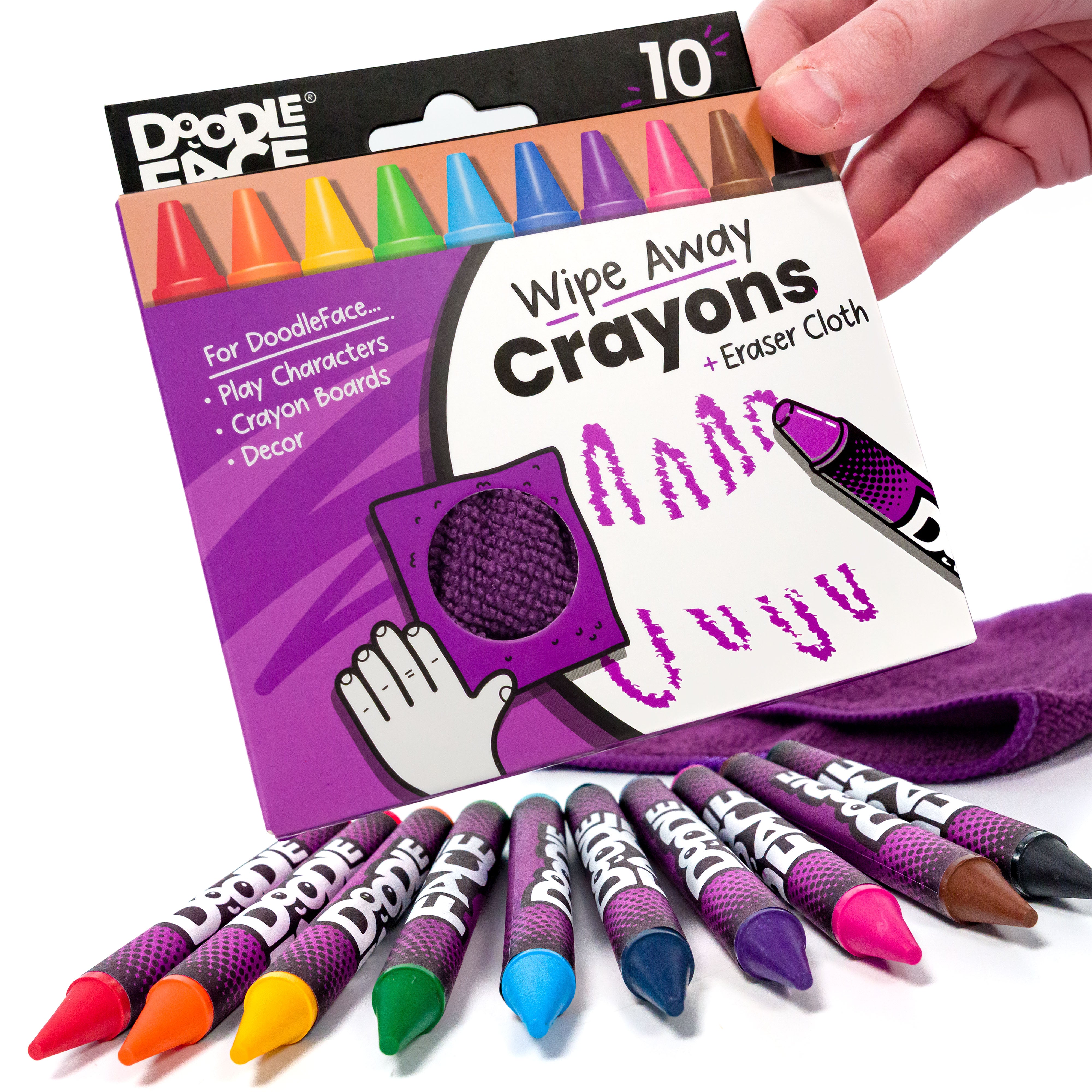 Jumbo Wipe-Away Crayons 10 Pack + Eraser Cloth