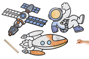 Outer Space Astronaut & Rocket Ship Set | Wall Art for Creative Kids