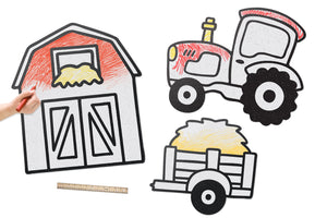 Tractor & Barn Farming Equipment Set | Color n’ Erase | Play & Décor