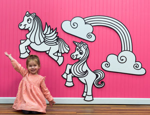 Magic Pony & Rainbow Unicorn Set | Wall Art for Creative Kids