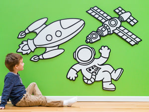 Outer Space Astronaut & Rocket Ship Set | Wall Art for Creative Kids