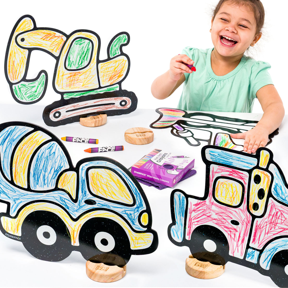 Construction Equipment Color & Play Set | Excavator, Bulldozer, Dump truck, and Cement Mixer