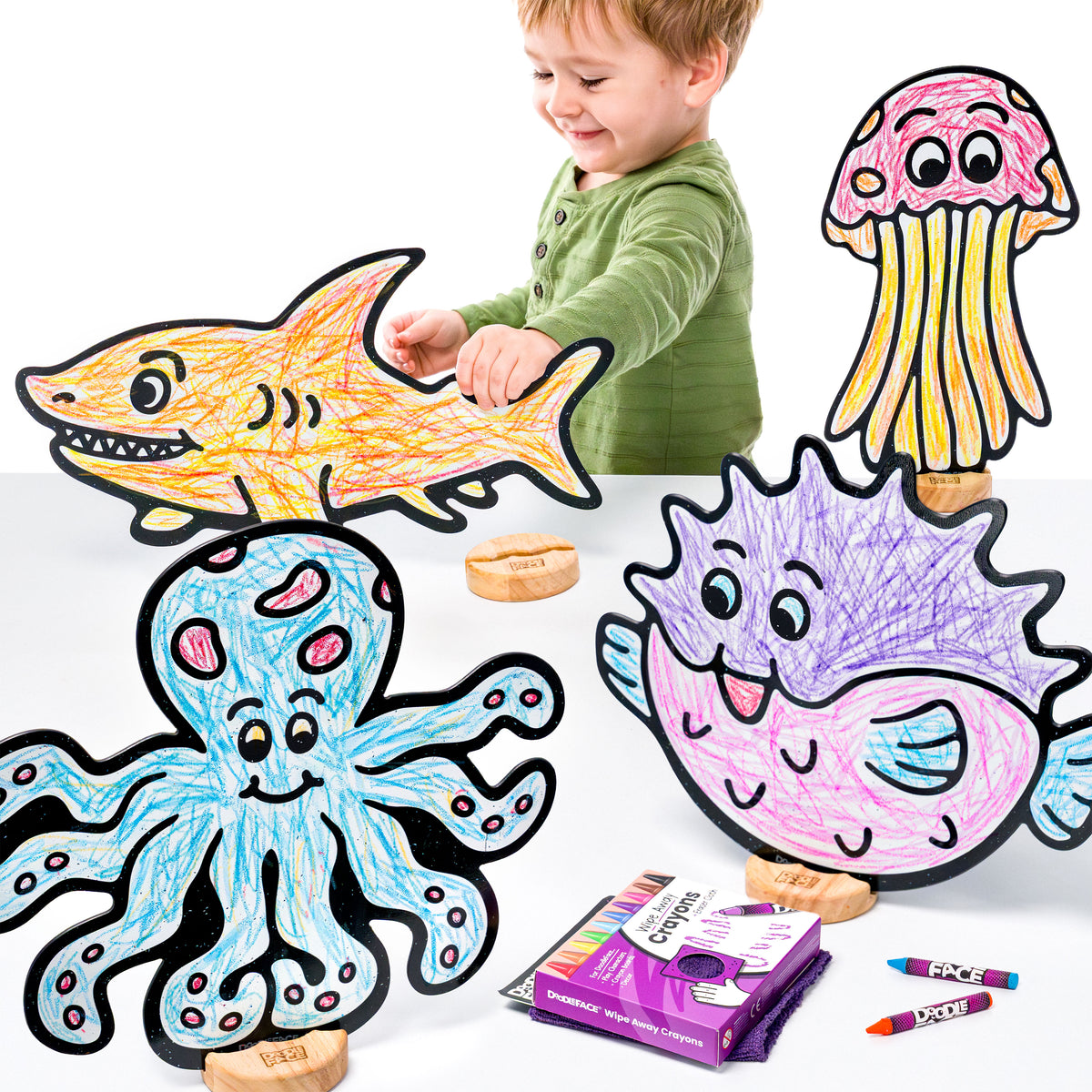Under the Sea Companion Color & Play Set | Jellyfish, Octopus, Pufferfish, and Shark