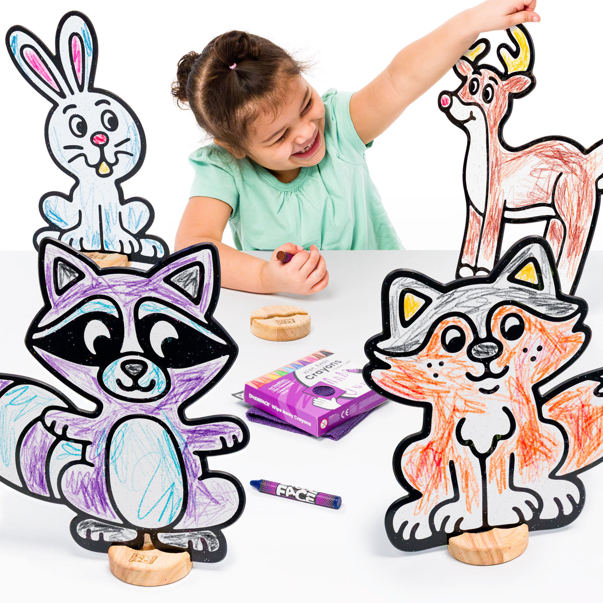 Woodland Animal Color & Play Set | Deer, Fox, Rabbit, and Raccoon