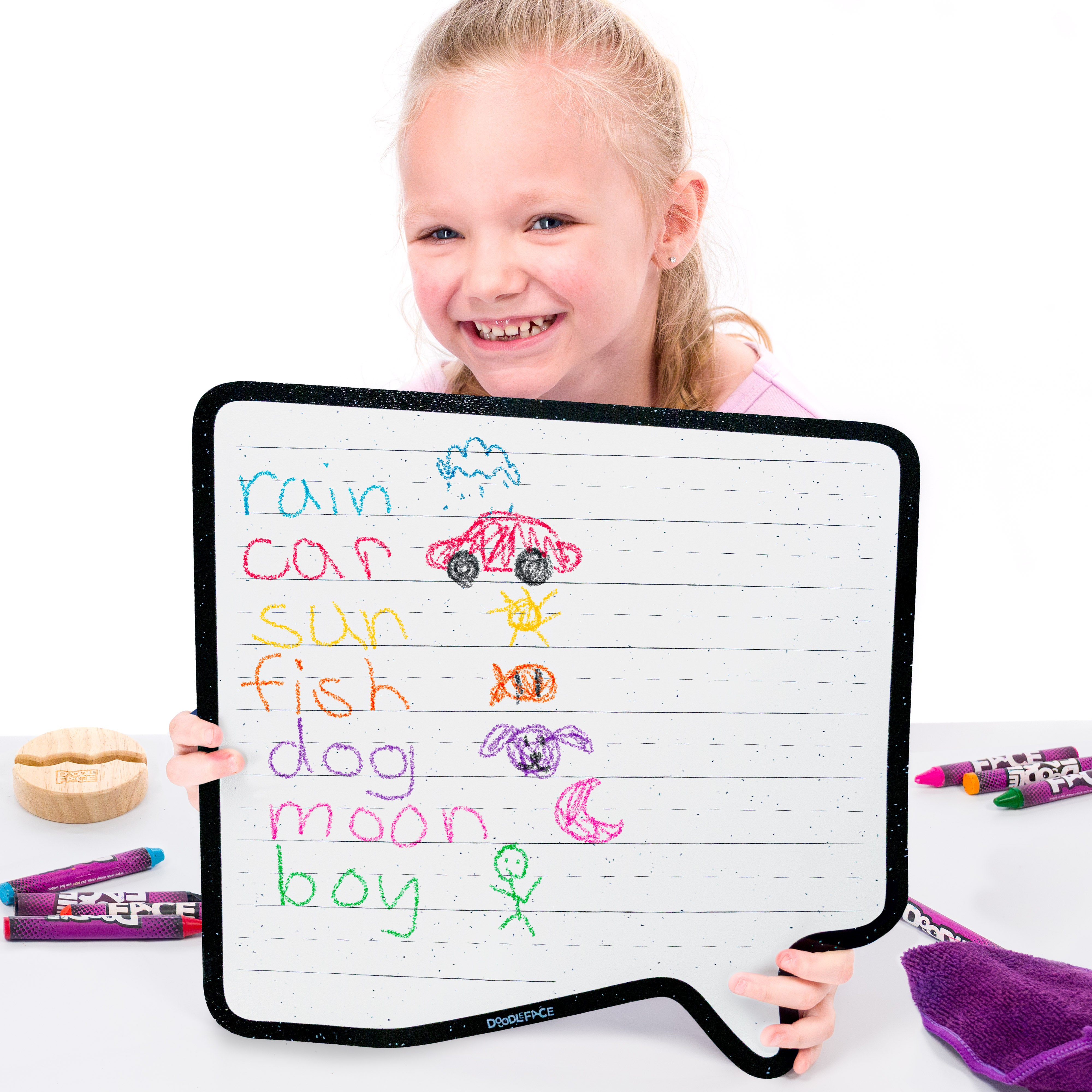 Speech Bubble Wipe-Away Crayon Board w/ Crayons. Mess-Free Dry-Erase for Kids Ages 2-8!