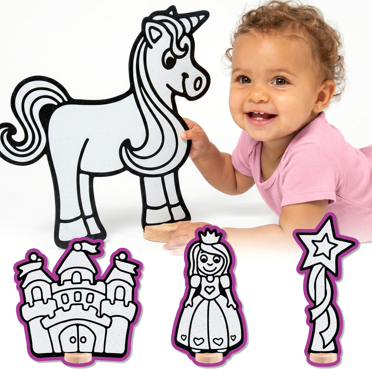 Fairytale Color & Play Set | Castle, Princess, Star Wand, and Unicorn