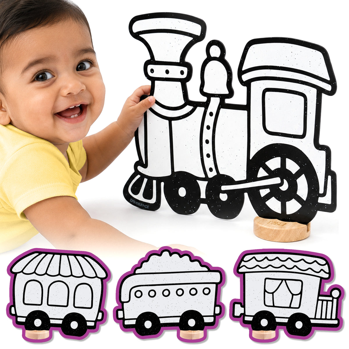 Train Color & Play Set | Train Engine, Freight Car, Passenger Car, and Caboose