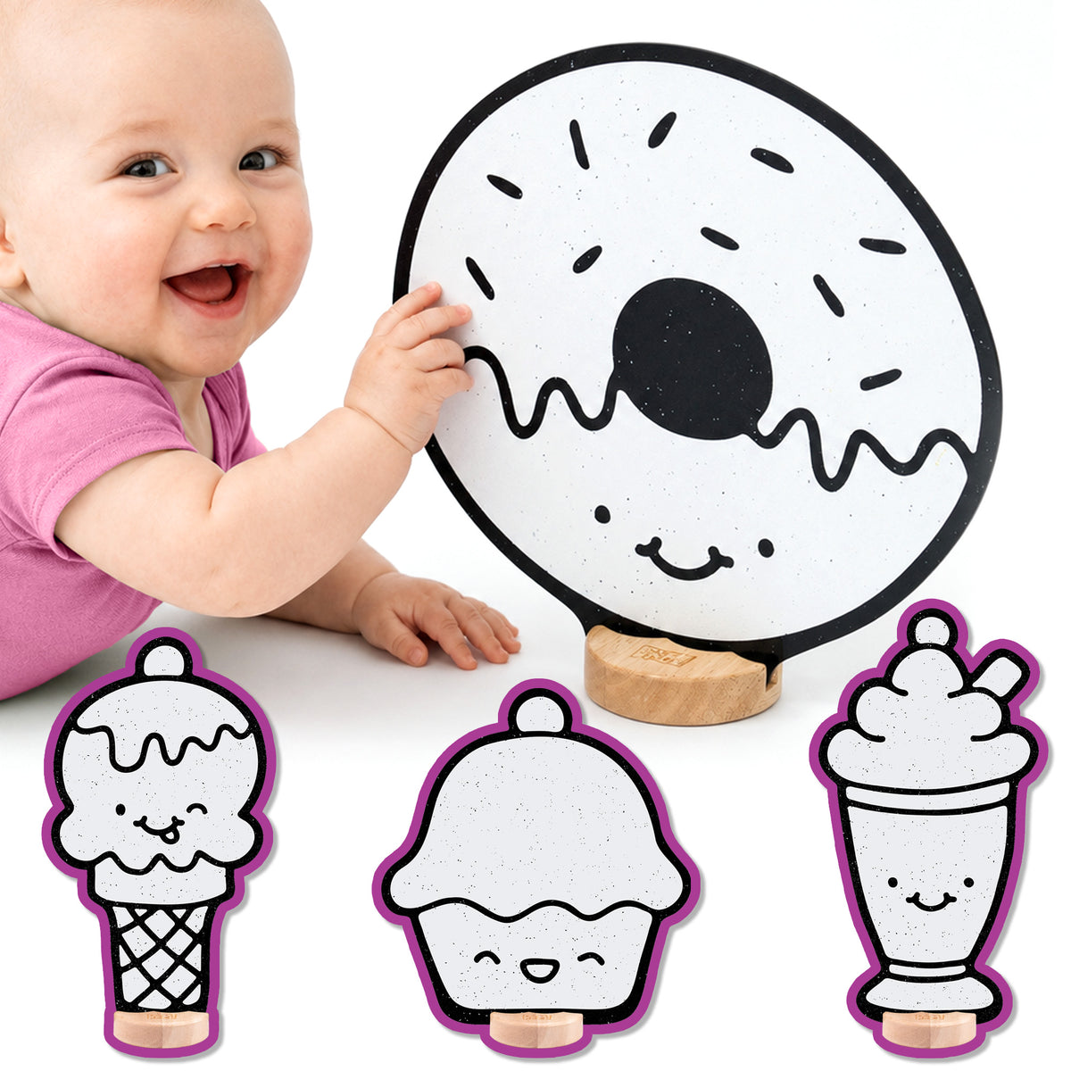 Kawaii Desserts Color & Play Set | Cupcake, Donut, Ice Cream, and Milkshake