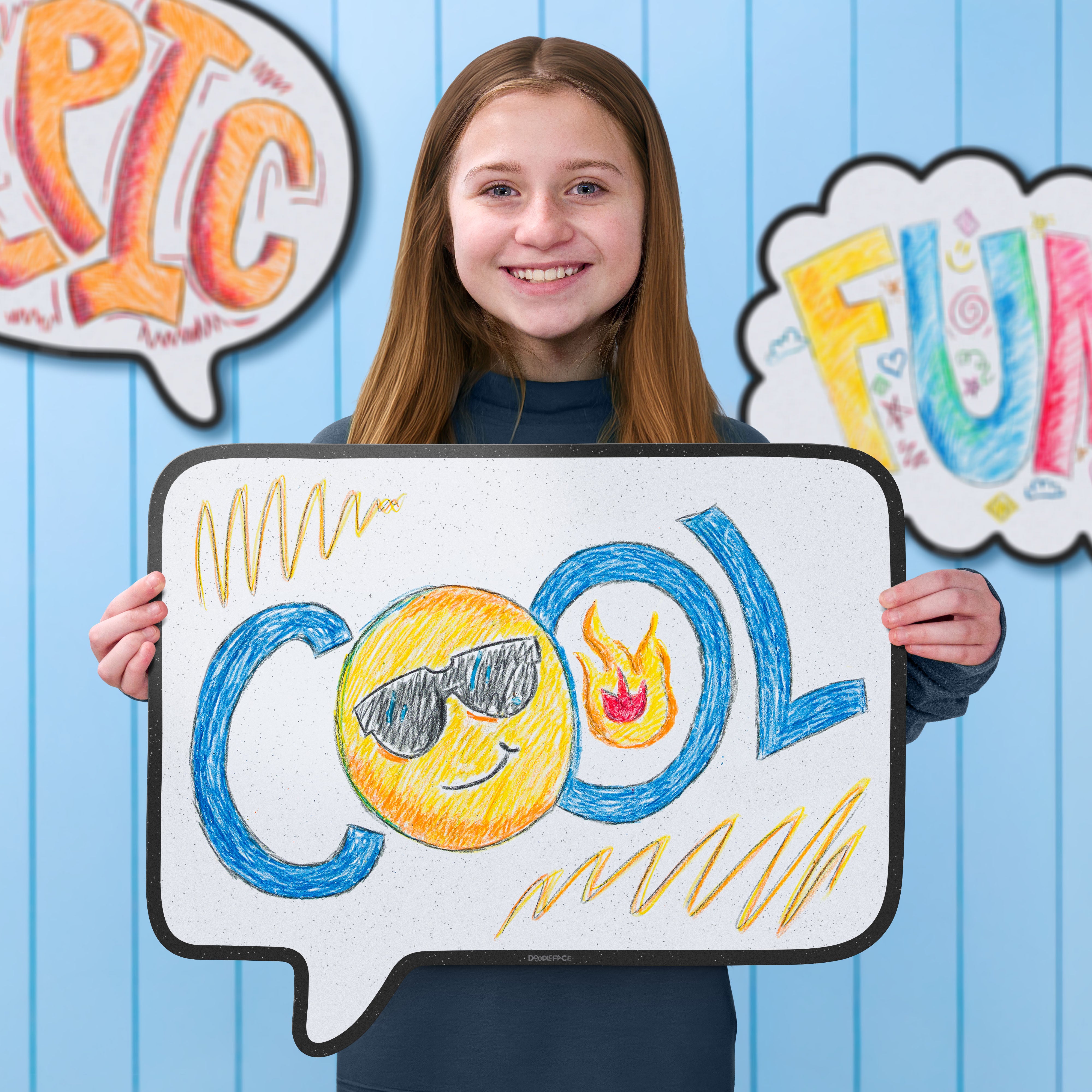 Square-Ish Speech Wipe-Away Crayon Board. Wall Mounting. Dry-Erase Whiteboard Alternative