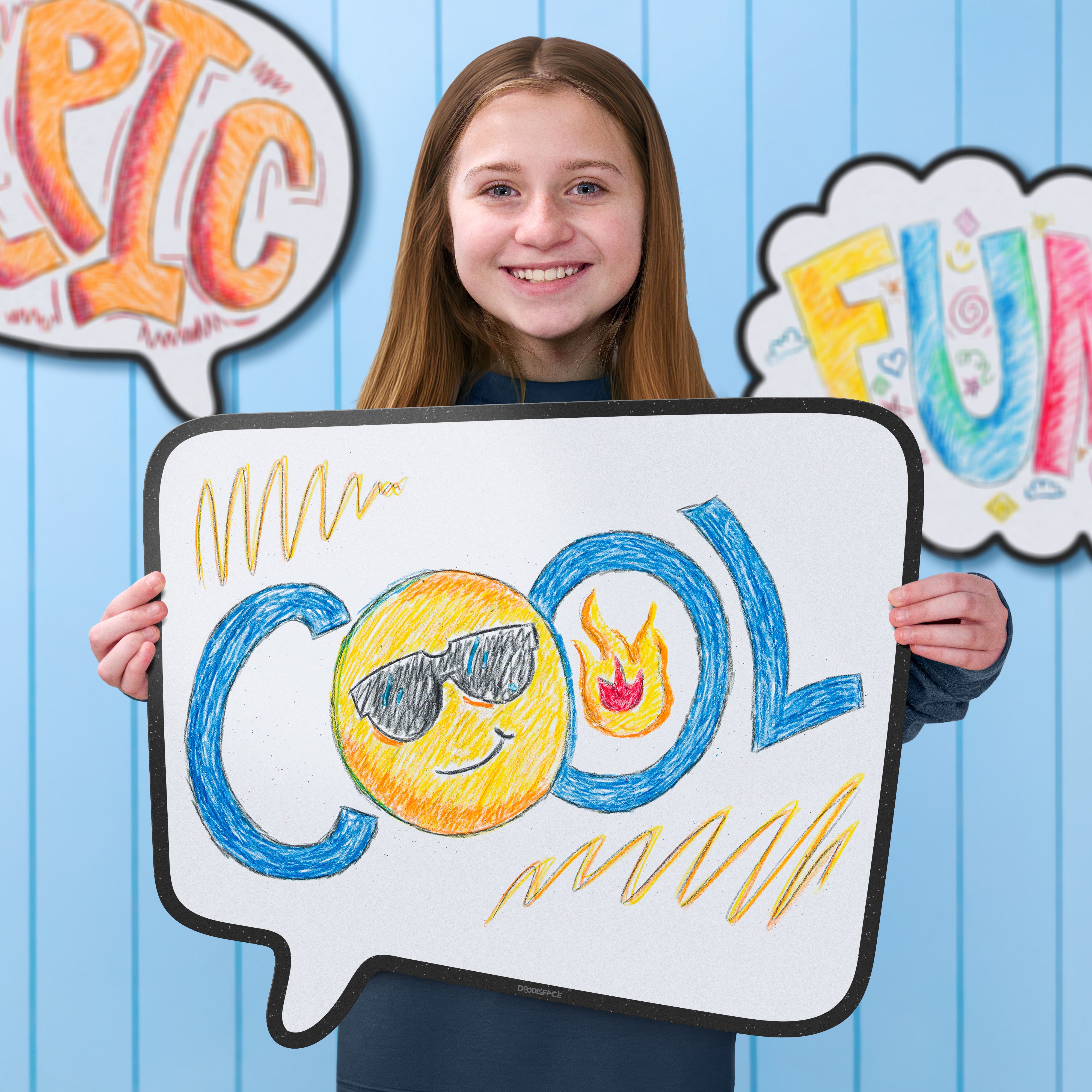 Square-Ish Speech Wipe-Away Crayon Board. Wall Mounting. Dry-Erase Whiteboard Alternative