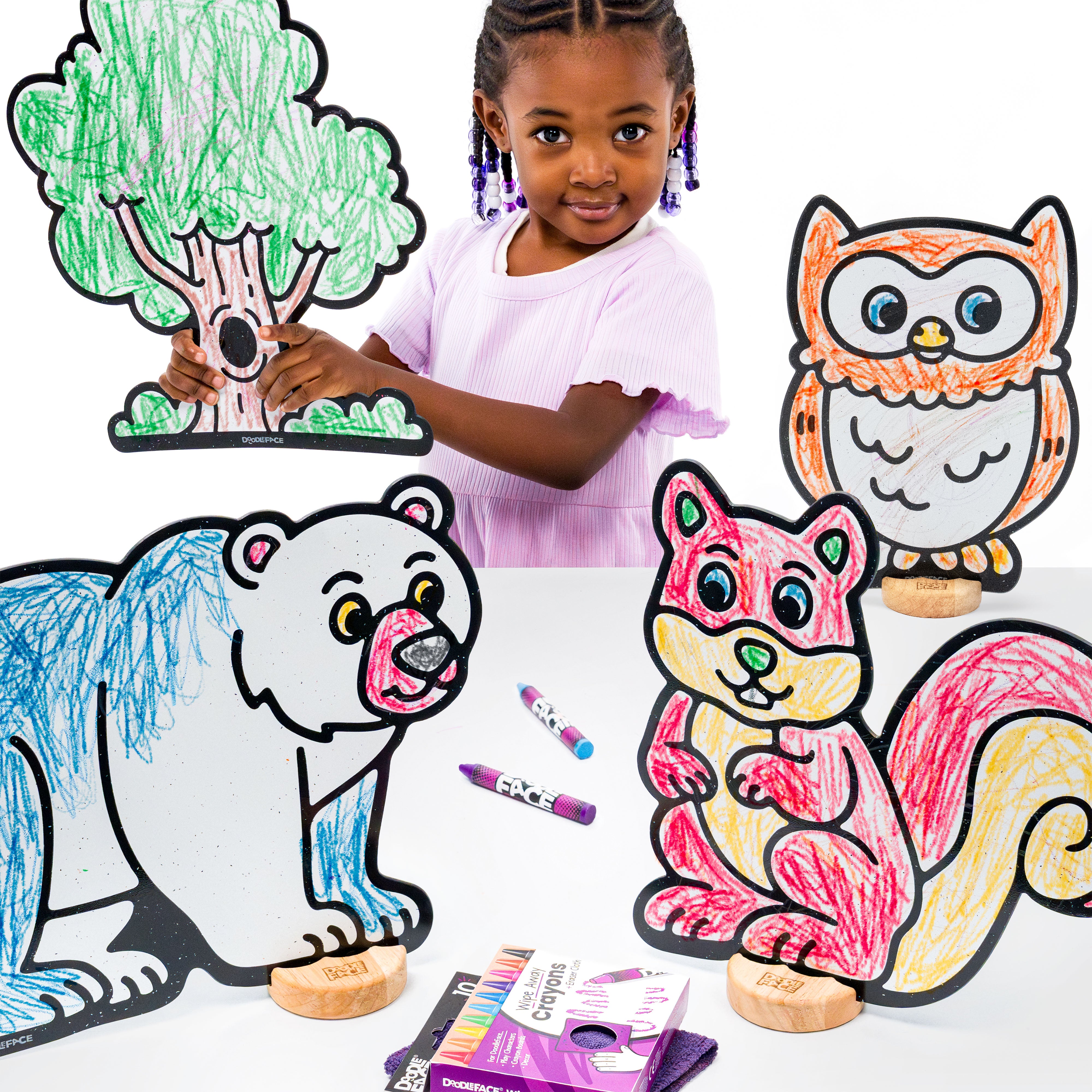 Woodland Animal Companion Color & Play Set | Bear, Owl, Squirrel, and Tree