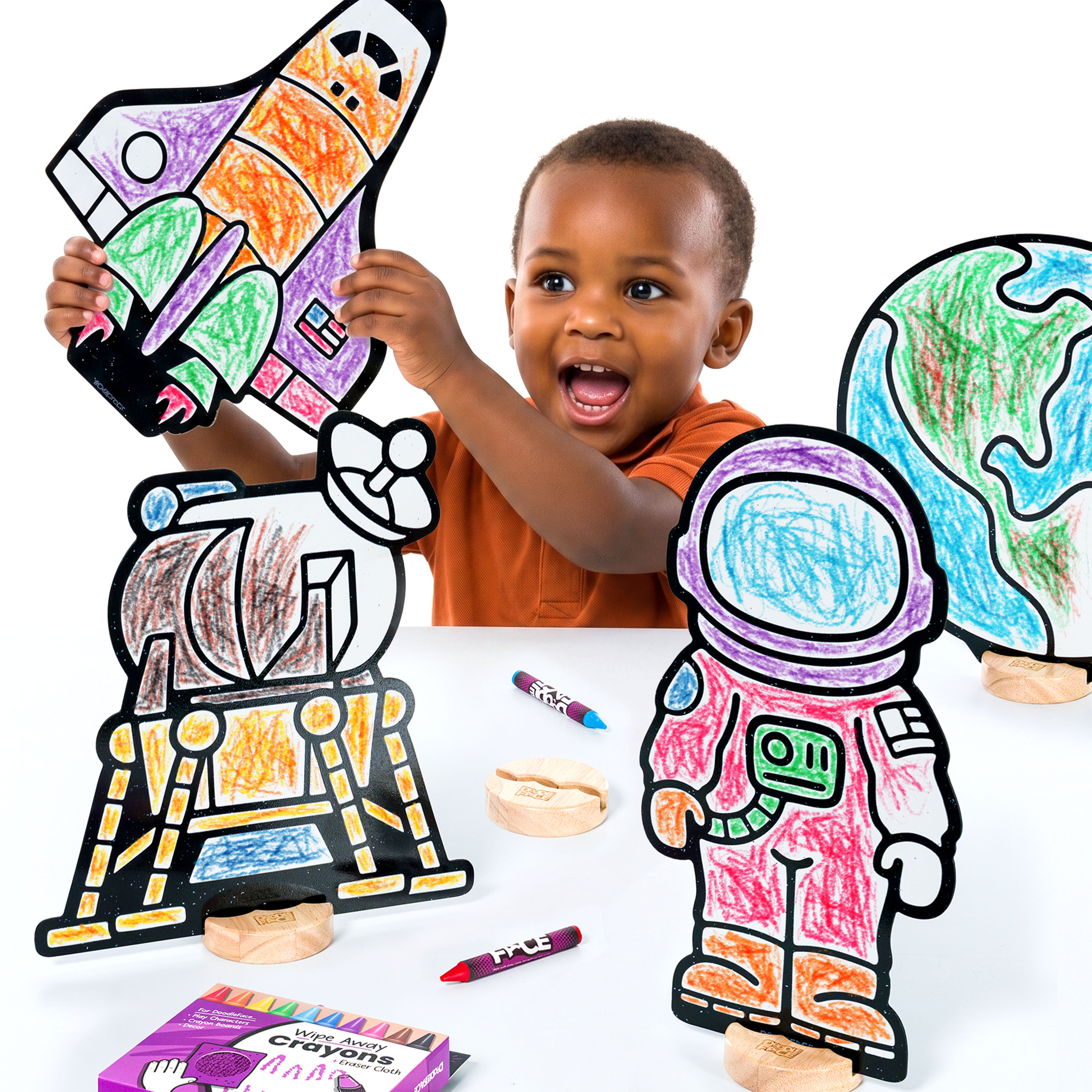 Space Color & Play Set | Space Shuttle, Astronaut, Lunar Lander, Planet Earth