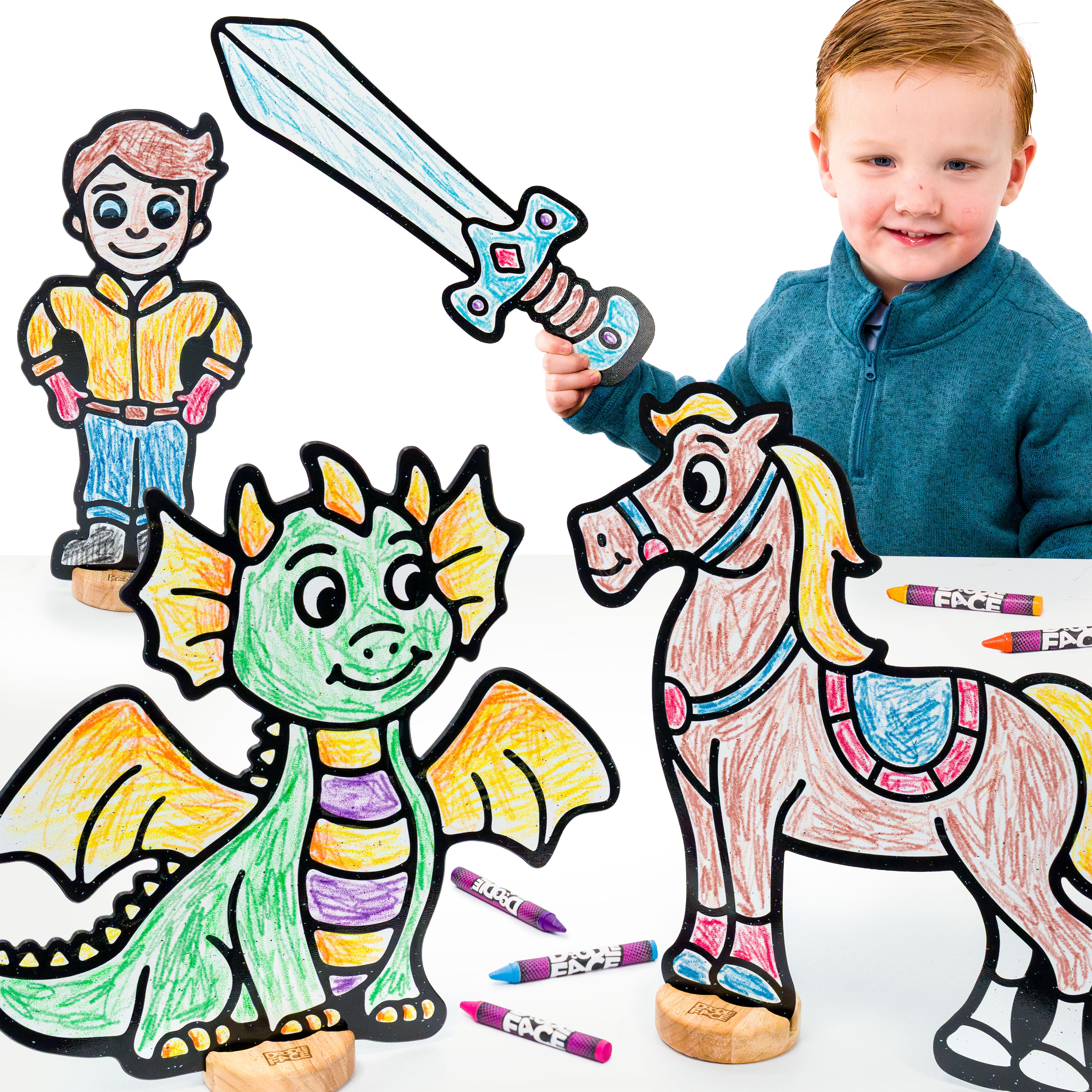 Fairytale Companion Color & Play Set | Dragon, Prince, Regal Horse, and Sword
