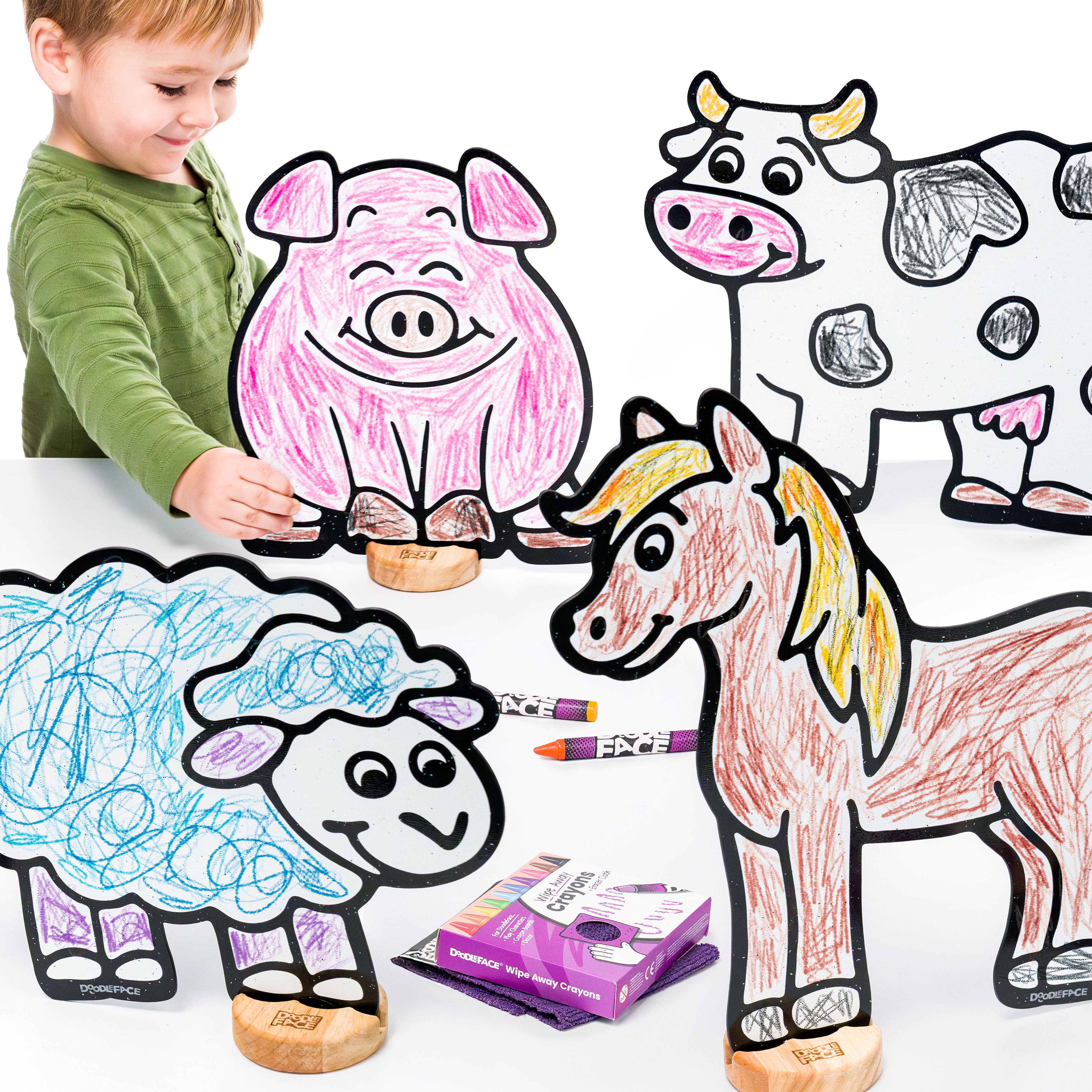 Farm Color & Play Set | Cow, Horse, Pig, and Sheep