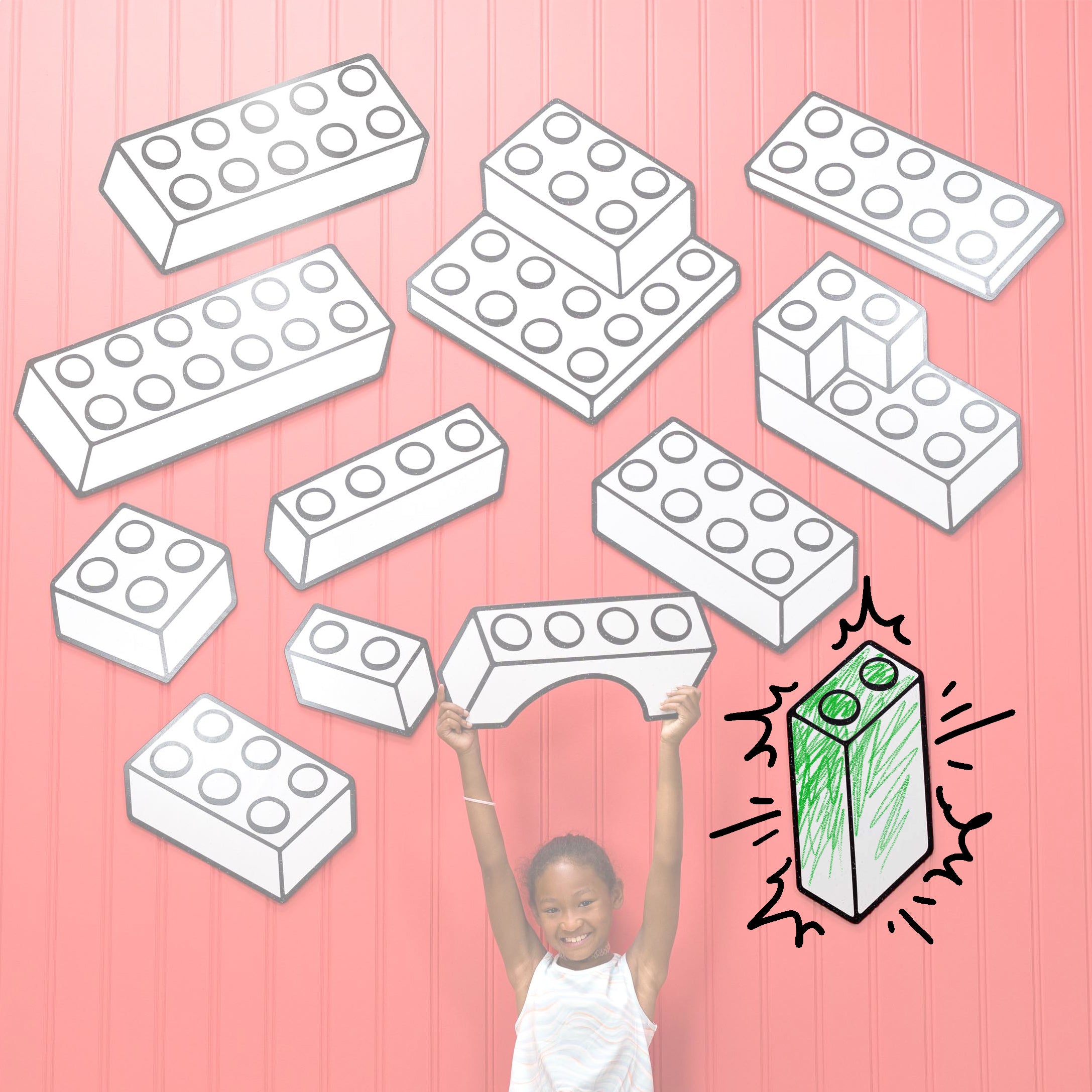 Toy Brick Tall 1x2 | Color n’ Erase | Play & Décor