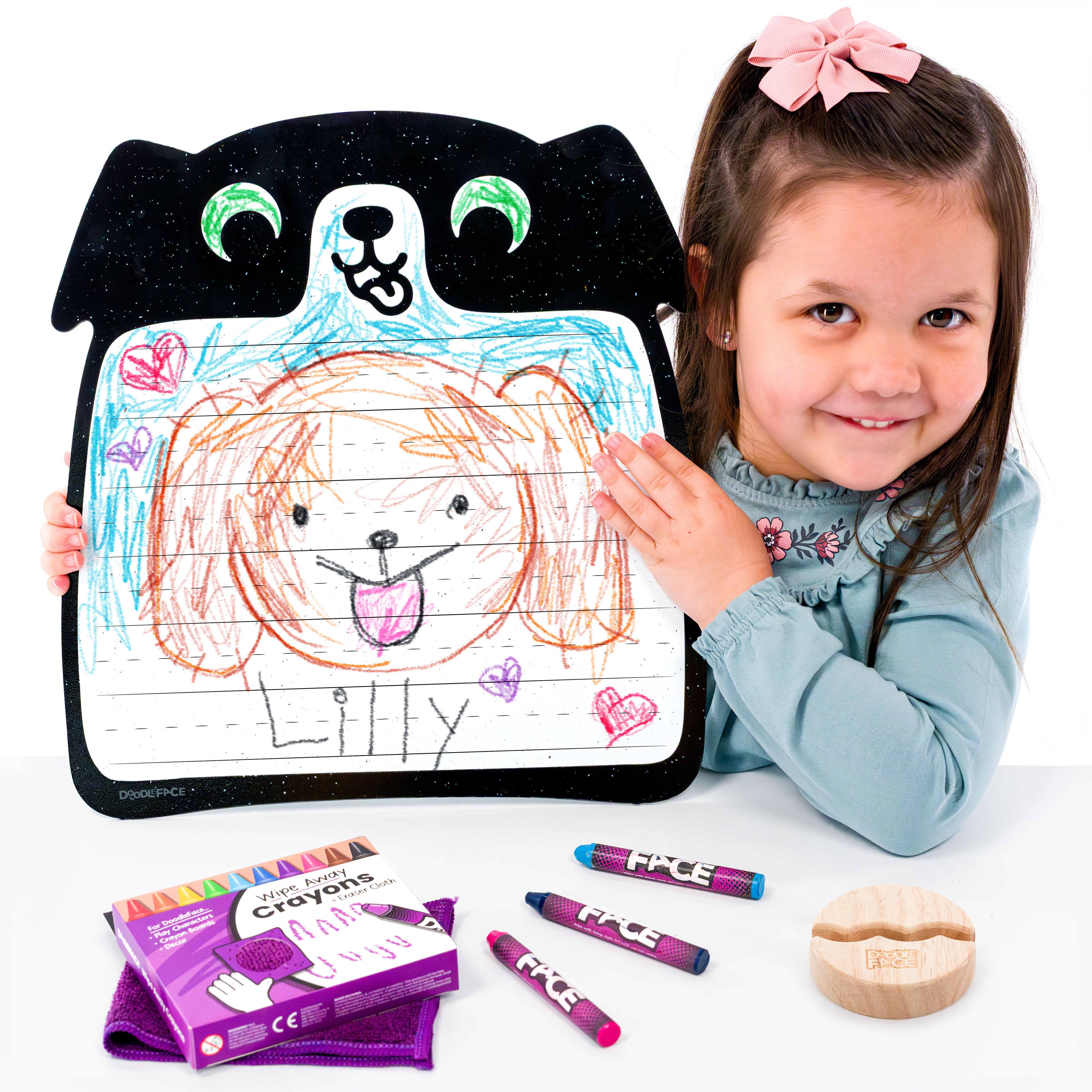 Wipe-Away Crayon Board w/ Crayons. Mess-Free Dry-Erase for Kids Ages 2-8!